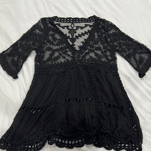 Black Bathingsuit Coverup lace NEW